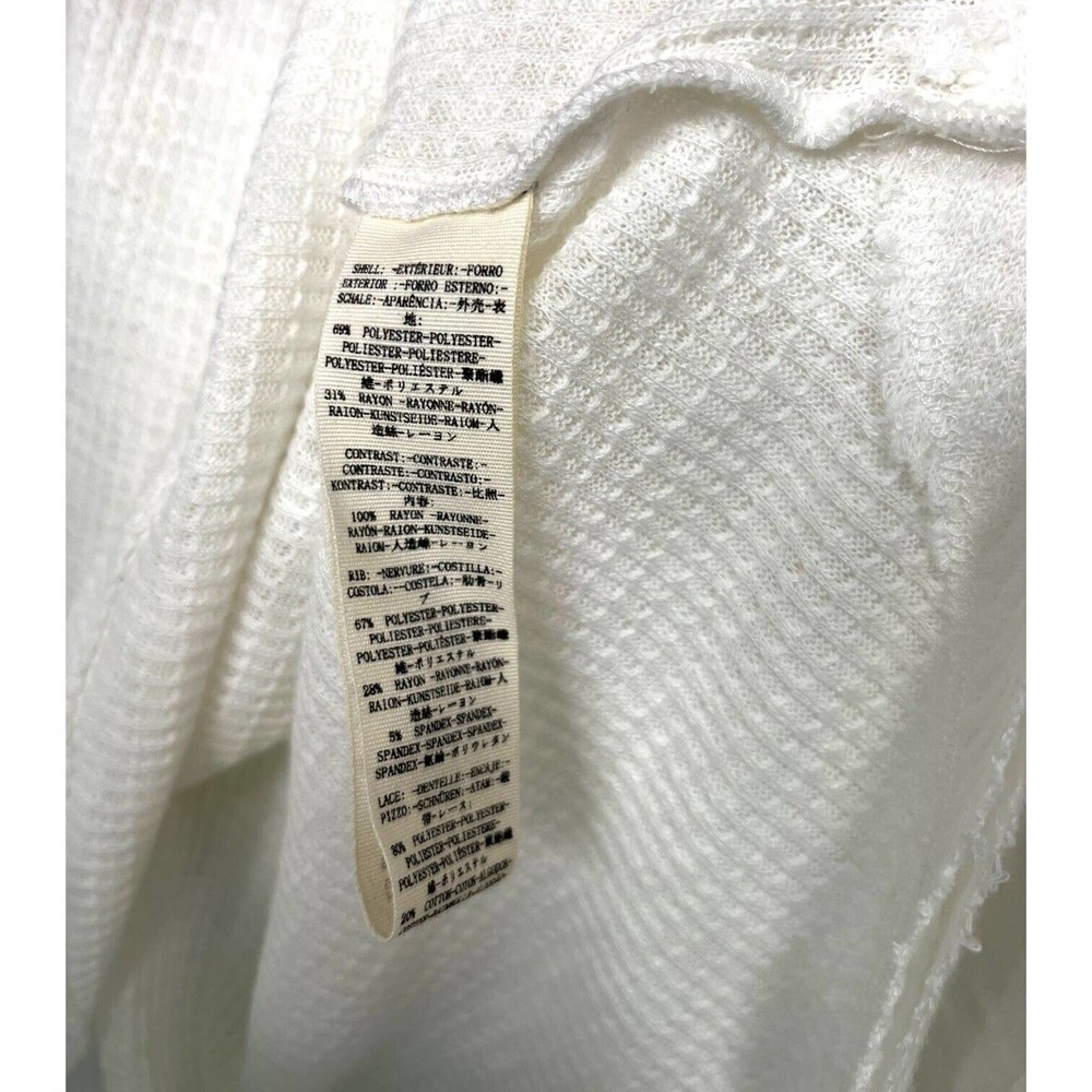 Free People Top Womens S Sweetest Thing Waffle Embroidered Boho Peasant Ivory - Picture 11 of 16